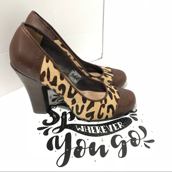 FOSSIL SAHARA HEELS PUMPS CHEETAH LEOPARD ANIMAL 8 - Picture 5 of 9